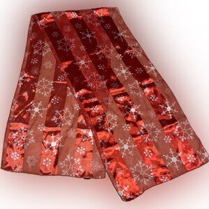 🍄Vintage Christmas Snowflake Silky Satin Striped Chiffon Scarf Shawl Women